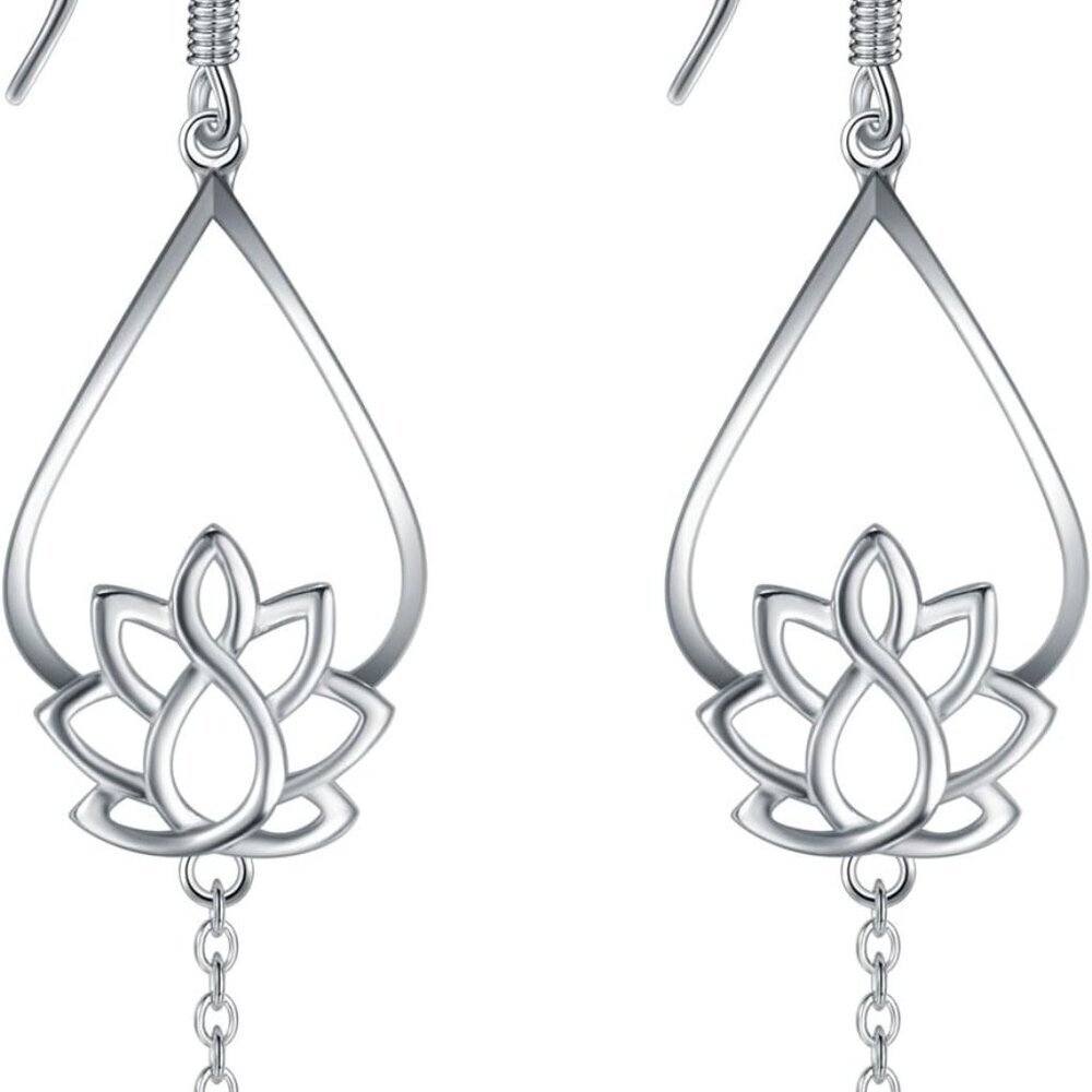 925 Sterling Silver Earrings, Lotus Flower Yoga Earrings